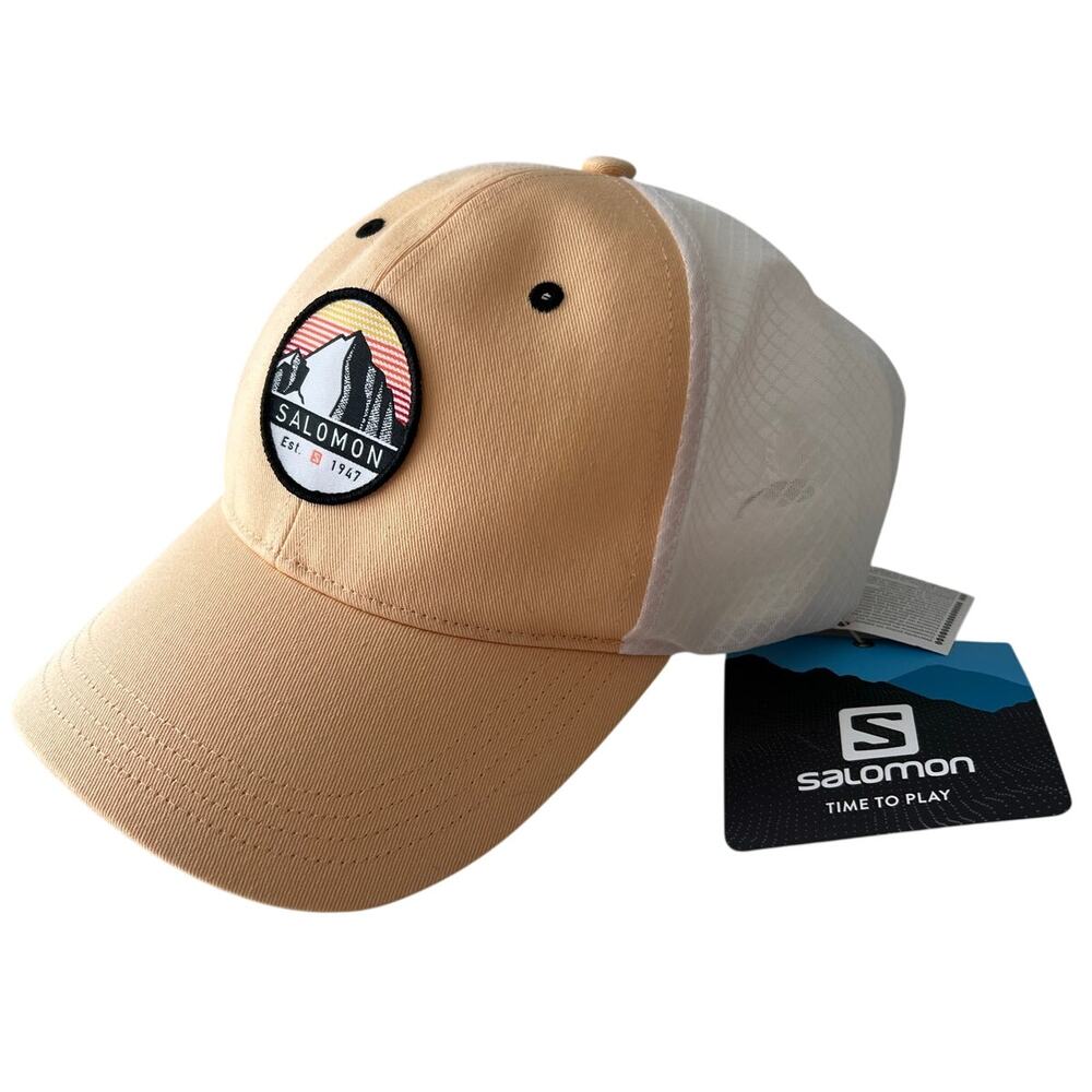 Salomon Trucker Curved Cap NWT Apricot Ice Sz L/XL Snapback Lightweight Rare